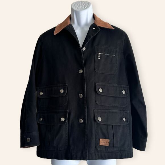 Ralph Lauren Black Denim Hunting Jacket – Utility Chore Coat P/M - Picture 2 of 10